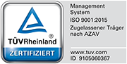 Siegel TÜV Rheinland. Zertifiziert Management System ISO 9001:2015. Zugelassener Träger nach AZAV. www.tuv.de - ID 9105060367.
